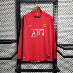 Long-Sleeve Retro 2007-2008 Manchester United Home Football jersey retro