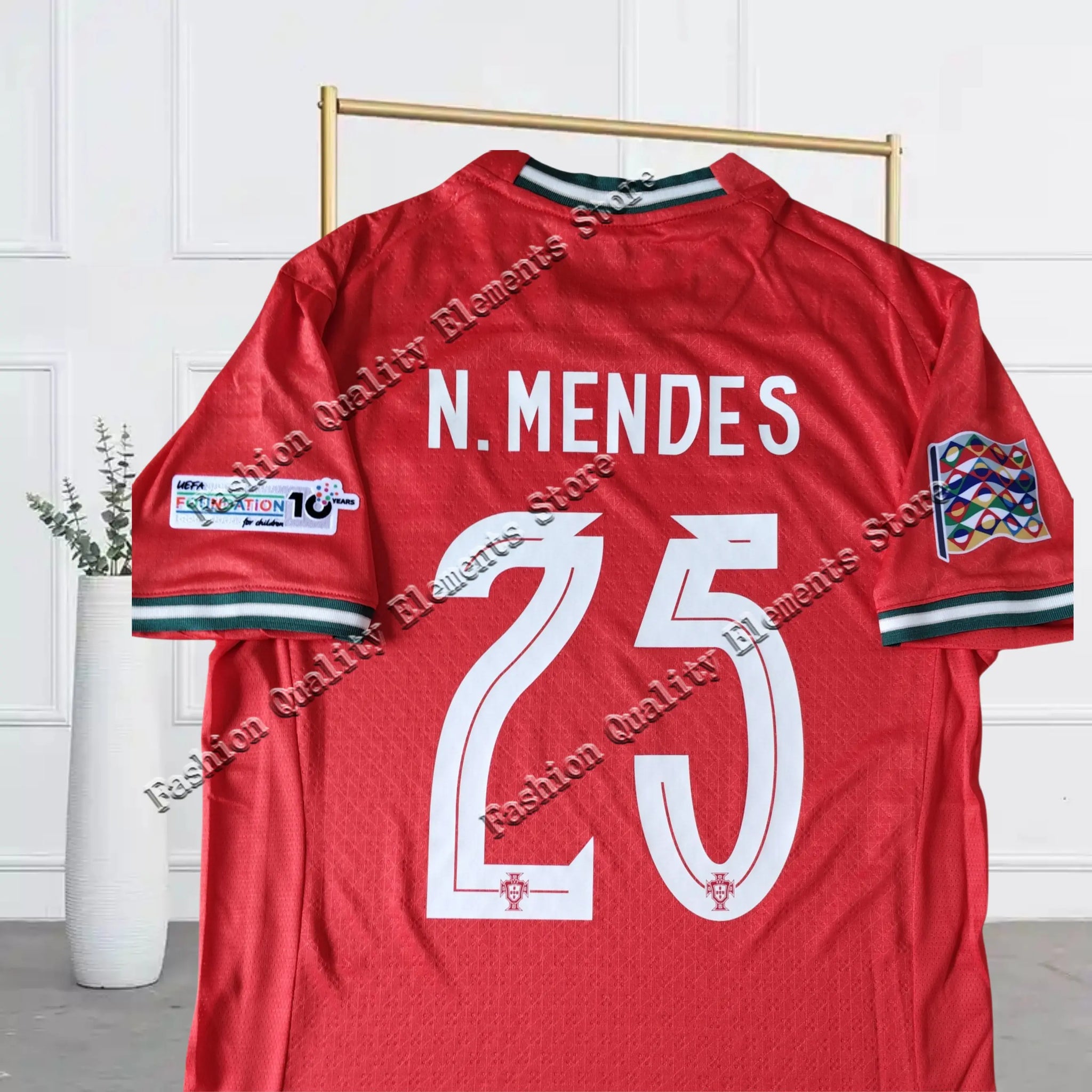 25-26 Players Portugal Home Jersey No. 7 No. 25 Mendes No. 8 Printed Breathable and Comfortable Adult and Children's Jersey